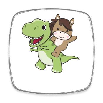Pferd reitet auf T-Rex süßer Dino mit Pferde - Viereckiger Kühlschrankmagnet - Weiß - Vorne