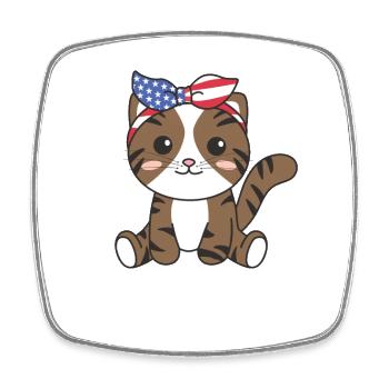4th of July american cat for kids cute usa cat - Viereckiger Kühlschrankmagnet - Weiß - Vorne