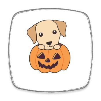 Labrador in Pumpkin Cute Dogs Happy Halloween - Square fridge magnet - white - Front