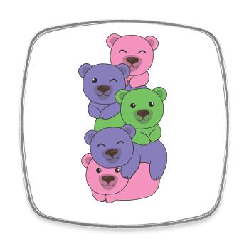 Trigender Flag Pride LGBTQ Cute Bear Bunch - Magnet carré - blanc - Devant