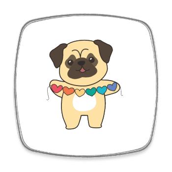 Rainbow Flag Gay Pride LGBTQ Herzen Hund Mops - Viereckiger Kühlschrankmagnet - Weiß - Vorne