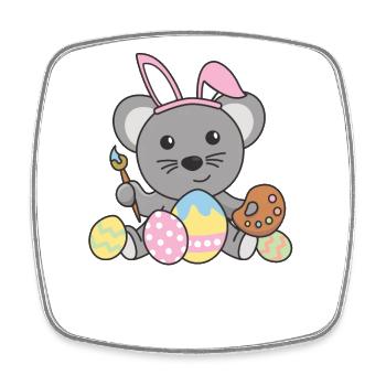 Happy Easter Cute Mouse Easter with Easter Eggs - Square fridge magnet - white - Front
