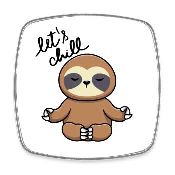 Let’s Chill - Paresseux - Magnet carré - blanc - Devant