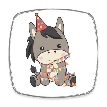 Esel zum Geburtstag für Kinder ein Geschenk - Viereckiger Kühlschrankmagnet - Weiß - Vorne