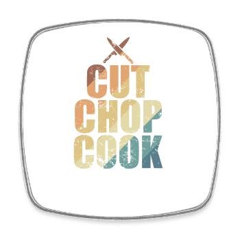 Cut Chop Cook Chef Hobby Food Kitchen - Square fridge magnet - white - Front
