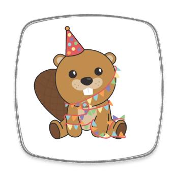 Beaver for a birthday for children a birthday - Square fridge magnet - white - Front