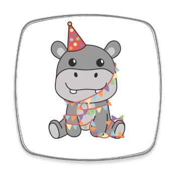 Hippopotame pour un anniversaire pour les enfants un cadeau - Magnet carré - blanc - Devant