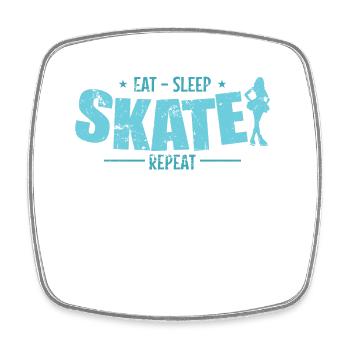 Eat Sleep Skate Repeat Schlittschuhlaufen - Viereckiger Kühlschrankmagnet - Weiß - Vorne