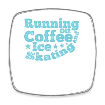 Running on Coffee and Ice Skating Eisbahn - Viereckiger Kühlschrankmagnet - Weiß - Vorne