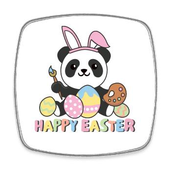 happy easter cute panda Easter with Easter eggs - Square fridge magnet - white - Front