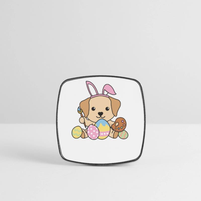 happy easter sweet Labrador Easter with Easter eggs Square fridge magnet