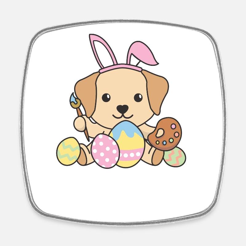 joyeuses Pâques douces Labrador Pâques avec œufs de Pâques - Magnet carré - blanc