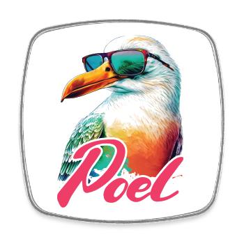 Poel holiday cool colorful seagull with sunglasses - Square fridge magnet - white - Front