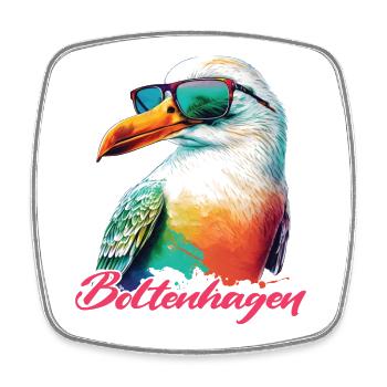 Boltenhagen holiday cool seagull with sunglasses - Square fridge magnet - white - Front