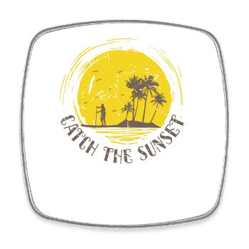 Catch the Sunset SUP Stand up Paddle - Viereckiger Kühlschrankmagnet - Weiß - Vorne