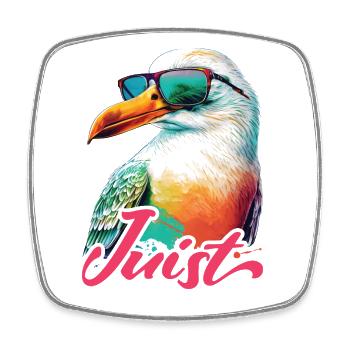 Juist Urlaub coole bunte Möwe mit Sonnenbrille - Viereckiger Kühlschrankmagnet - Weiß - Vorne
