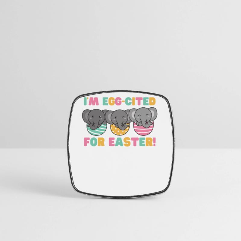 cute elephants at Easter with Easter eggs elephant Square fridge magnet