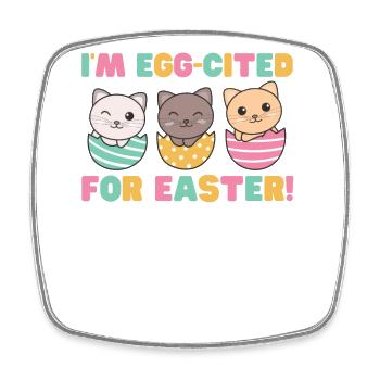 cute cats at Easter with Easter eggs cat - Square fridge magnet - white - Front
