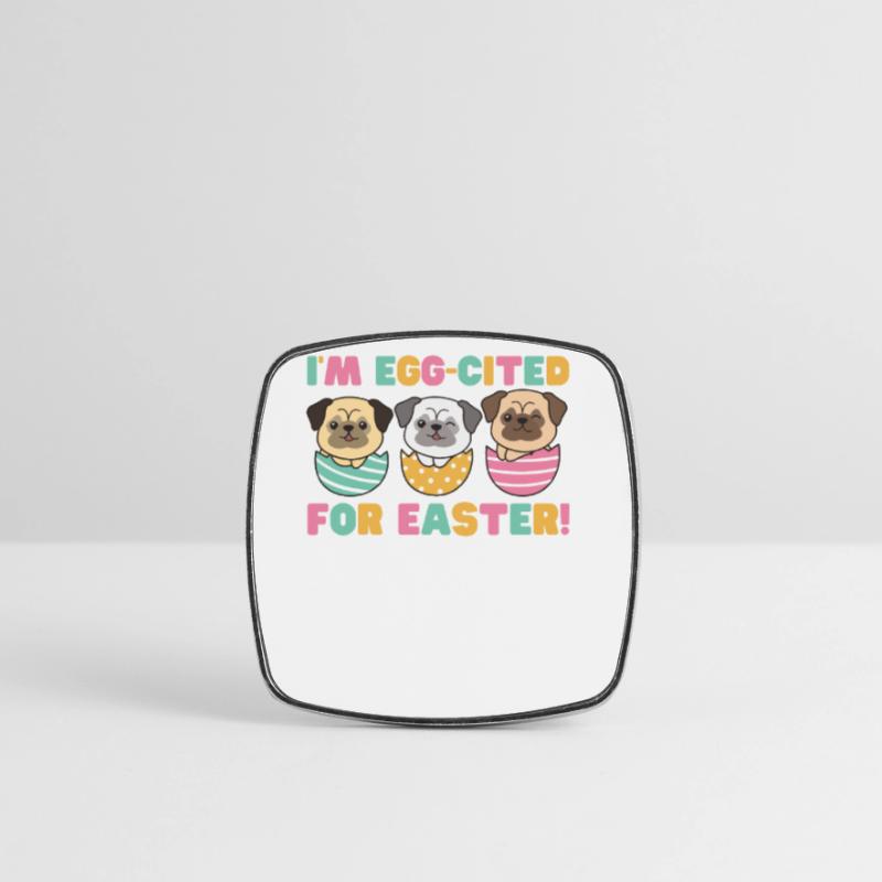 cute dogs at Easter with Easter eggs pug Square fridge magnet