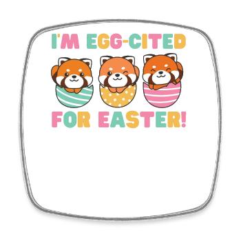 cute red pandas at Easter with Easter eggs red - Square fridge magnet - white - Front