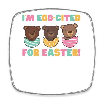cute bears at Easter with Easter eggs bear - Square fridge magnet - white - Front