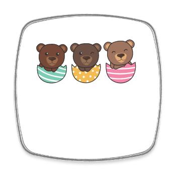 cute bears at Easter with Easter eggs bear - Square fridge magnet - white - Front