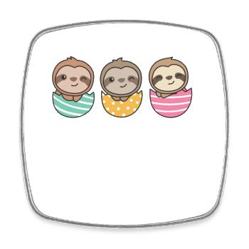 paresseux mignons à Pâques avec des œufs de Pâques paresseux - Magnet carré - blanc - Devant