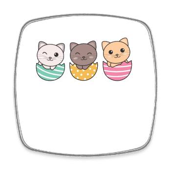 cute cats at Easter with Easter eggs cat - Square fridge magnet - white - Front