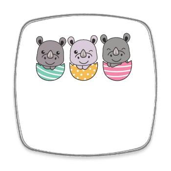 cute rhinos at Easter with Easter eggs rhino - Square fridge magnet - white - Front