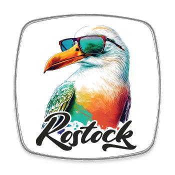 Rostock holiday cool colorful seagull with sunglasses - Square fridge magnet - white - Front