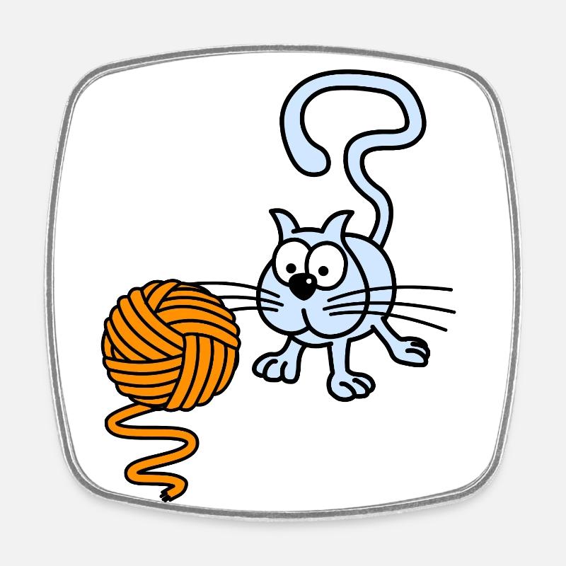 Chat jouant avec une balle - Magnet carré - blanc