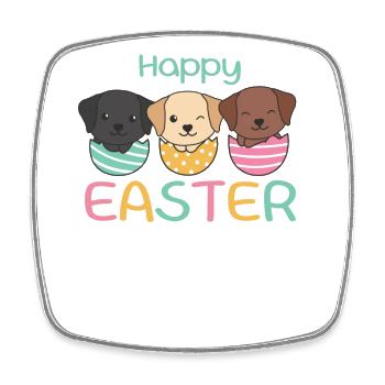 cute dogs at Easter with Easter eggs Labrador - Square fridge magnet - white - Front