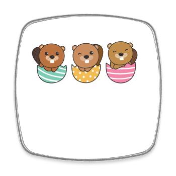 sweet beavers at Easter with Easter eggs beaver - Square fridge magnet - white - Front