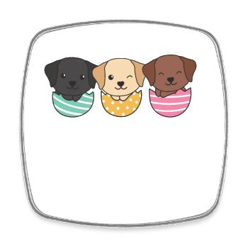 cute dogs at Easter with Easter eggs Labrador - Square fridge magnet - white - Front