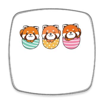 cute red pandas at Easter with Easter eggs - Square fridge magnet - white - Front