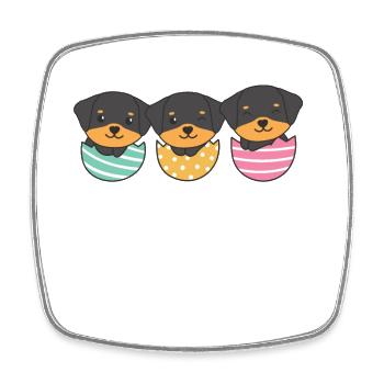 cute dogs at Easter with Easter eggs Rottweiler - Square fridge magnet - white - Front