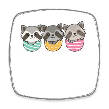 ratons laveurs mignons pour Pâques avec œufs de Pâques raton laveur - Magnet carré - blanc - Devant