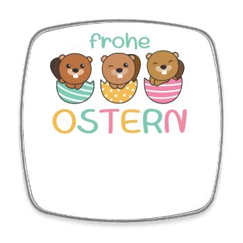 süße Bibern zu Ostern mit Ostereiern Biber - Viereckiger Kühlschrankmagnet - Weiß - Vorne