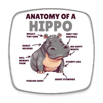 sweet Hippo Explanation Anatomy of a Hippo - Square fridge magnet - white - Front