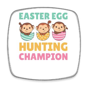 cute monkeys at Easter with Easter eggs monkey - Square fridge magnet - white - Front
