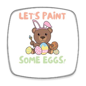 cute bears at Easter with Easter eggs bear - Square fridge magnet - white - Front
