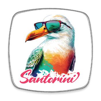 Santorin Grèce vacances Mouette Lunettes de soleil - Magnet carré - blanc - Devant