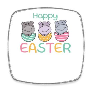 sweet hippos for Easter with Easter eggs hippo - Square fridge magnet - white - Front