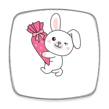 bye bye kindergarten hello school rabbit - Square fridge magnet - white - Front