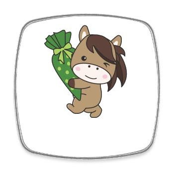 bye bye kindergarten hello school horse - Square fridge magnet - white - Front