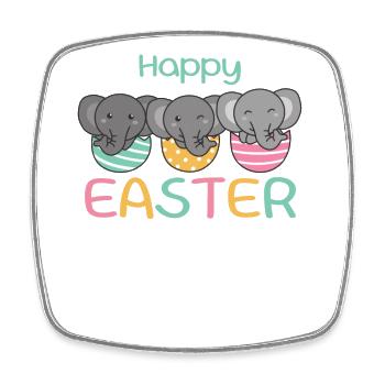 cute elephants at Easter with Easter eggs elephant - Square fridge magnet - white - Front