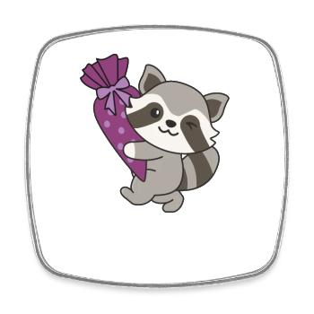 bye bye kindergarten hello school raccoon - Square fridge magnet - white - Front