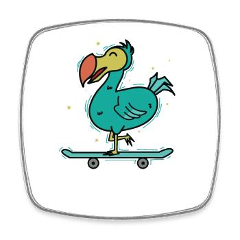 Dodo fährt auf einem Skateboard Vogel - Viereckiger Kühlschrankmagnet - Weiß - Vorne