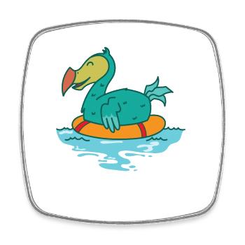 Dodo im Wasser mit Schwimmreifen Vogel - Viereckiger Kühlschrankmagnet - Weiß - Vorne