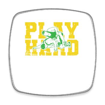 Play Hard Wrestling Show Ring Fight Stunt - Square fridge magnet - white - Front